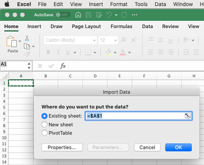 Excel prompt