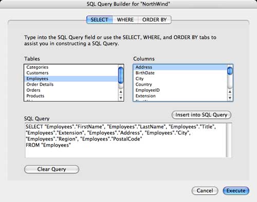 SQL query builder